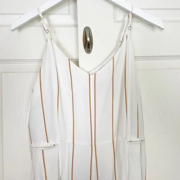Anthropologie Essential Striped Jumpsuit Rayon Linen Lined Sz 8 - Picture 3 of 13